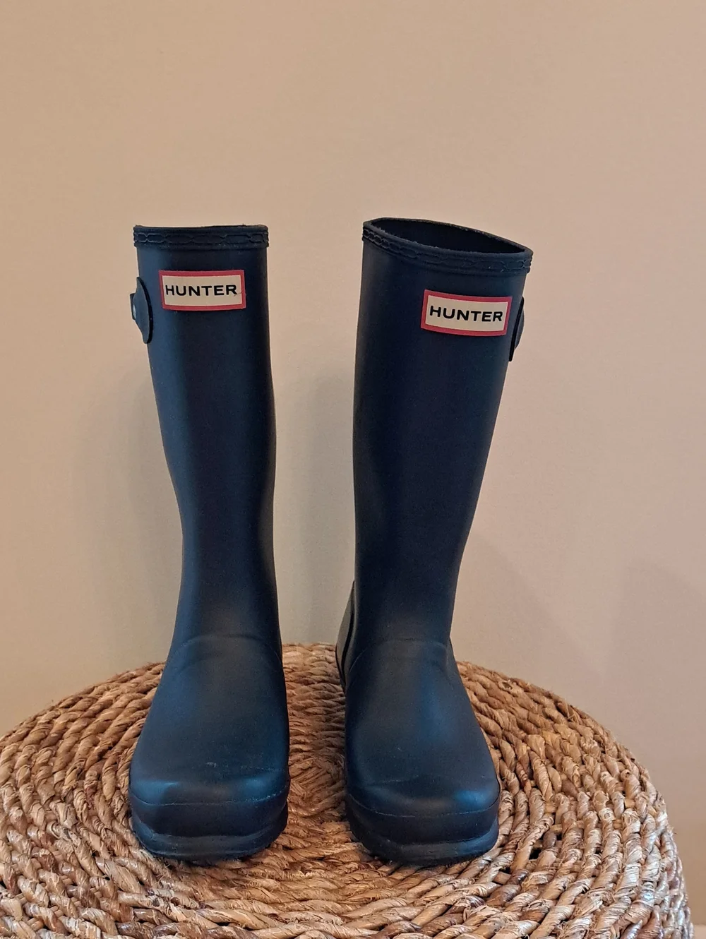 Hunter Youth Unisex Wellie Rain/Outdoor Tall Preppy Navy Rubber Boots G3/B2